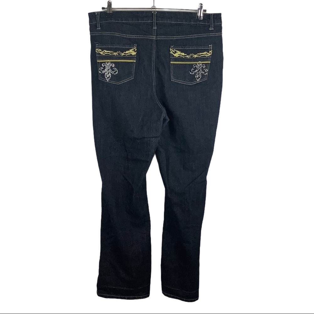Ashley Stewart Denim Jeans Women‎ Sz 16 Black Rhinestone High Rise Bootcut